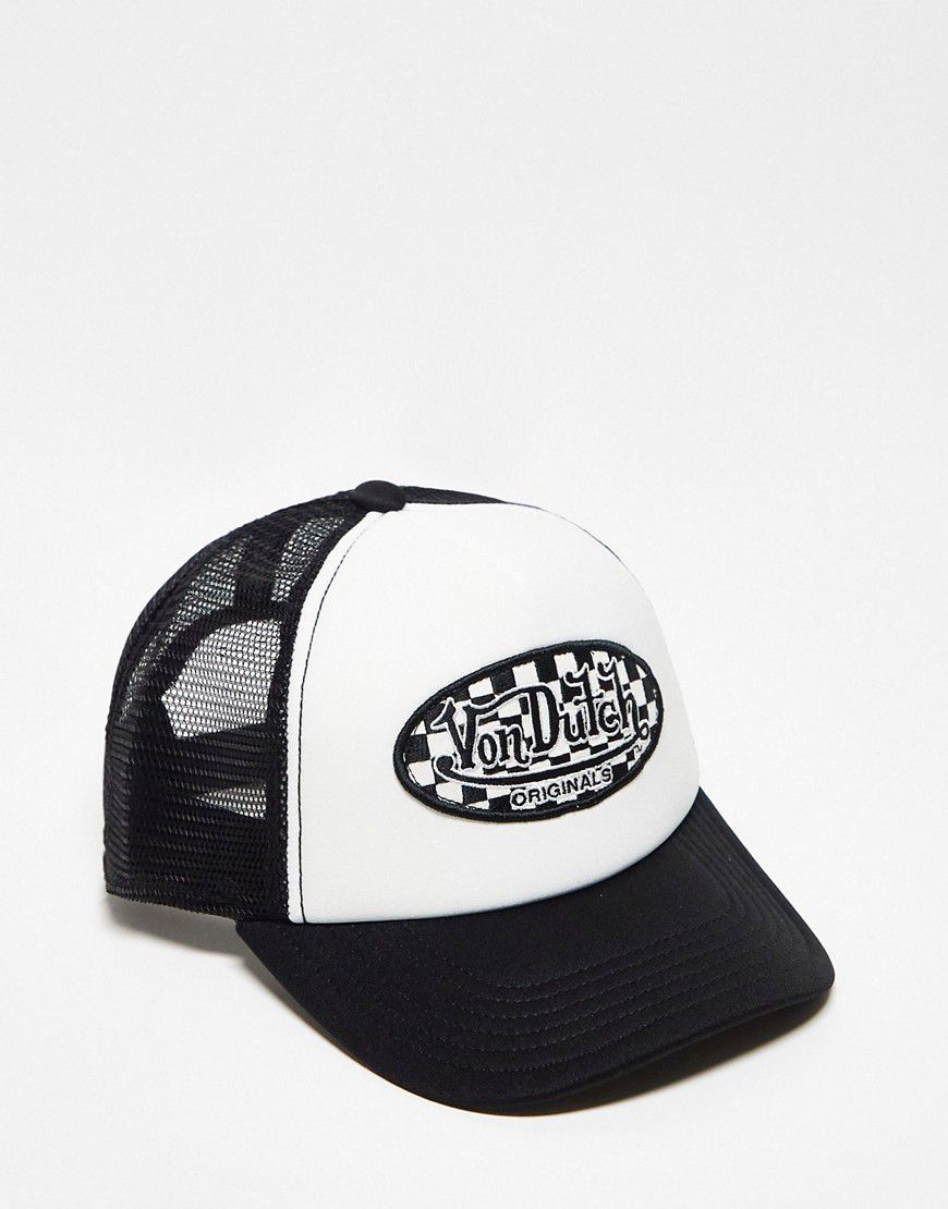 Boston - Cappellino trucker bianco e nero con logo a quadri - Von Dutch - Modalova
