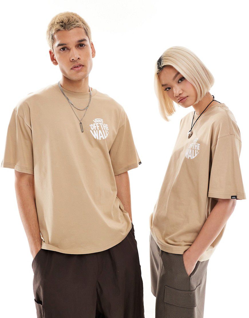 T-shirt color cuoio ampia con stampa sul retro e logo circolare - Vans - Modalova
