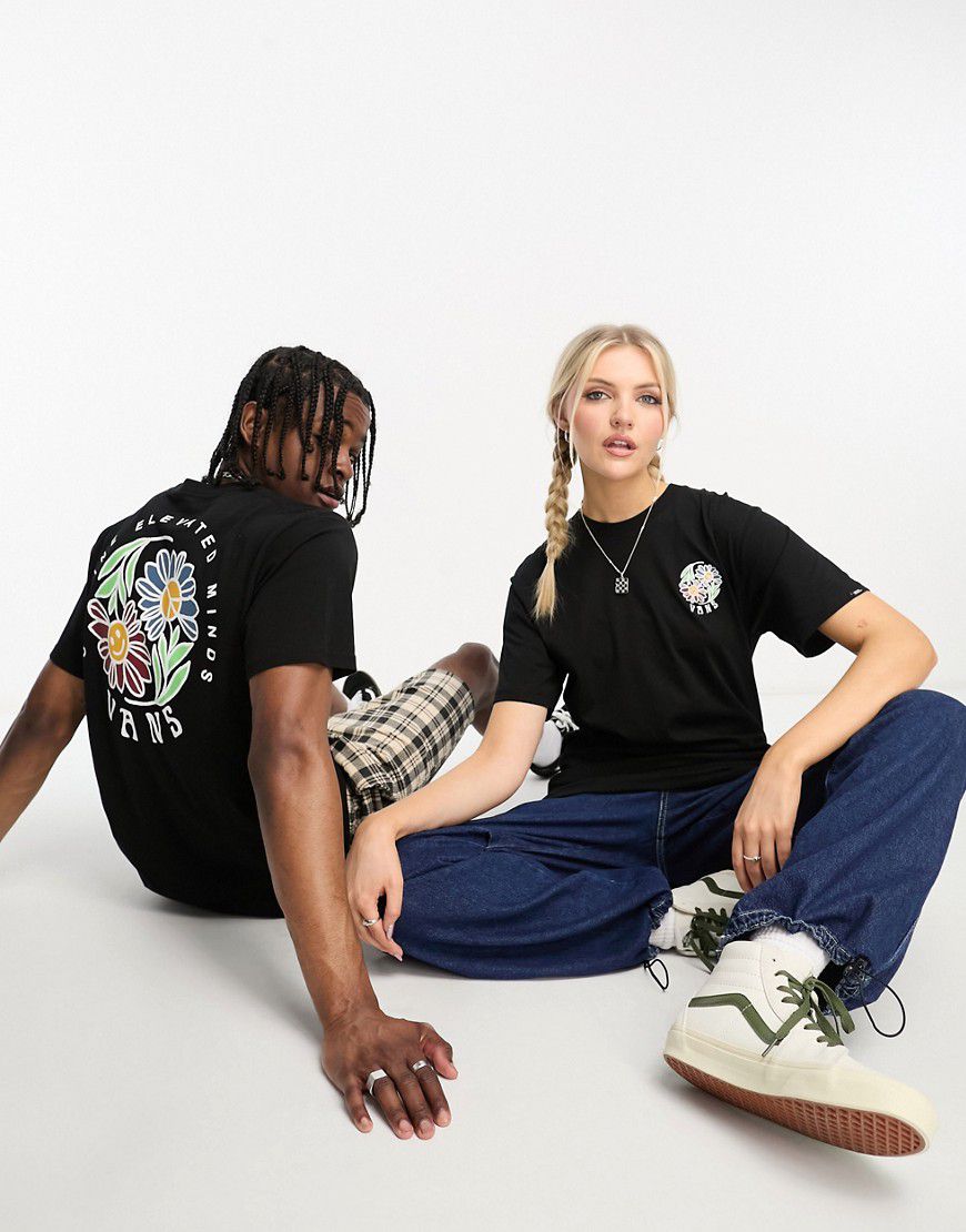 T-shirt unisex nera con stampa "Elevated minds" sul retro - Vans - Modalova