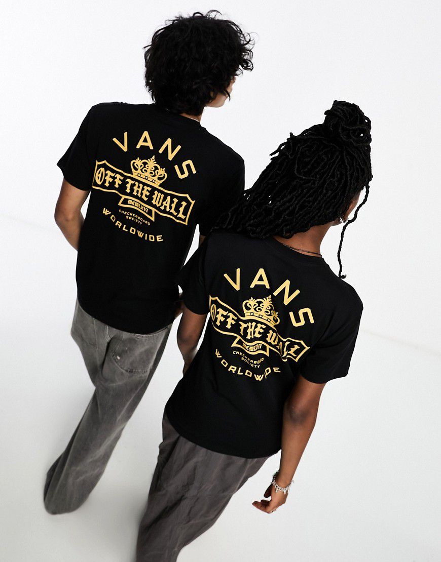 Checkerboard Society - T-shirt a maniche corte nera con stampa sul retro - Vans - Modalova