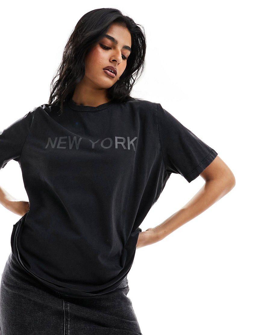 T-shirt oversize slavato con stampa "New York" - Vero Moda - Modalova