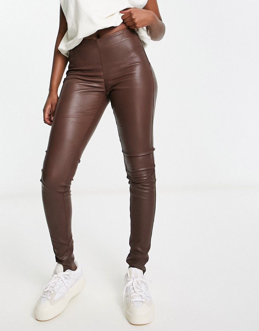 Pantaloni in vera pelle marroni - Y.A.S - Modalova