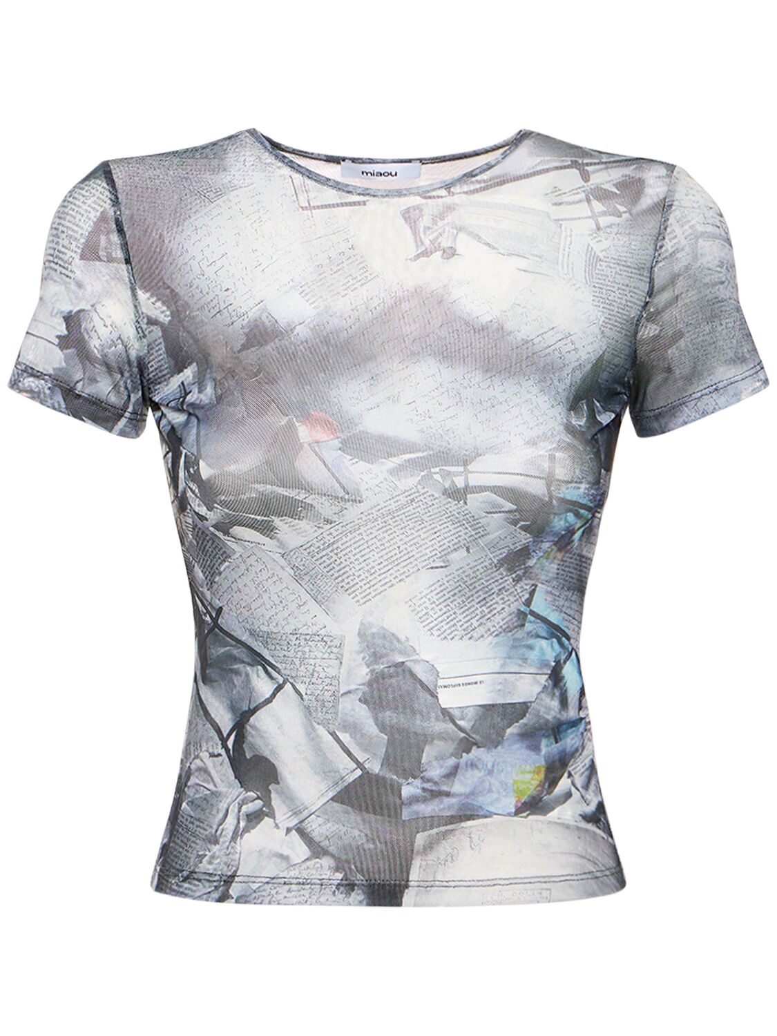T-shirt Cropped In Techno Stampato Stretch - MIAOU - Modalova