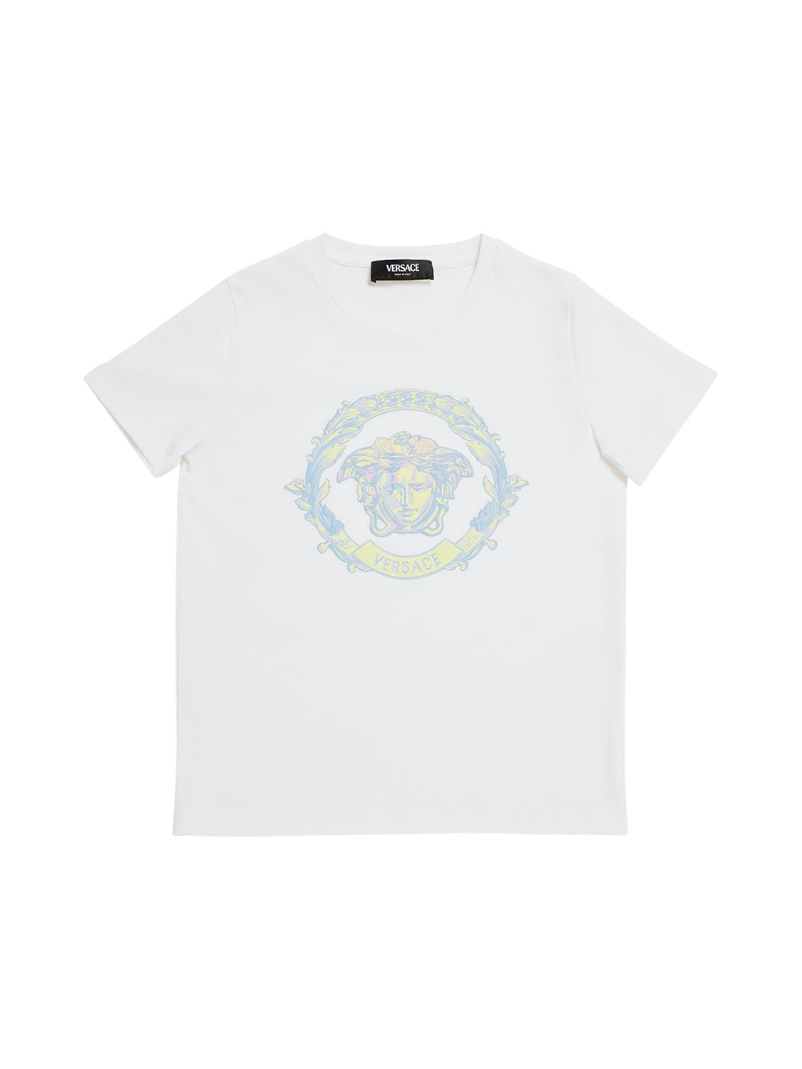 Printed Cotton Jersey T-shirt - VERSACE - Modalova
