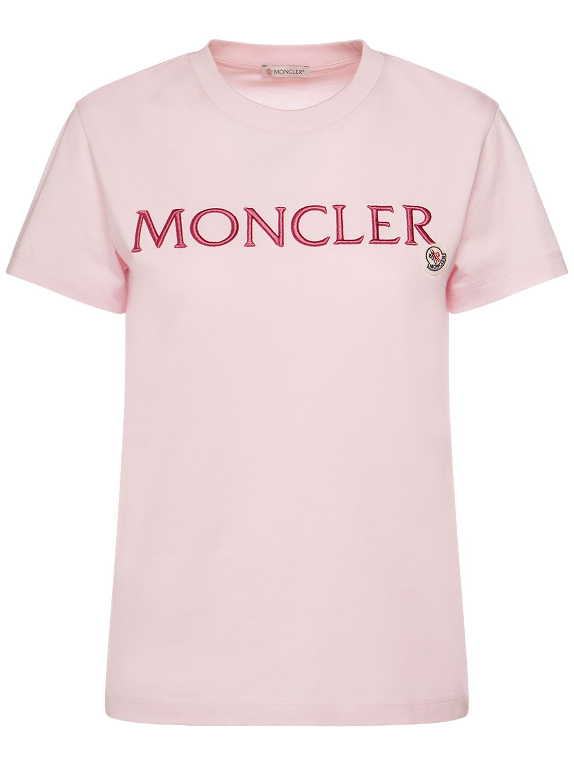 T-shirt In Cotone Organico Con Ricamo - MONCLER - Modalova