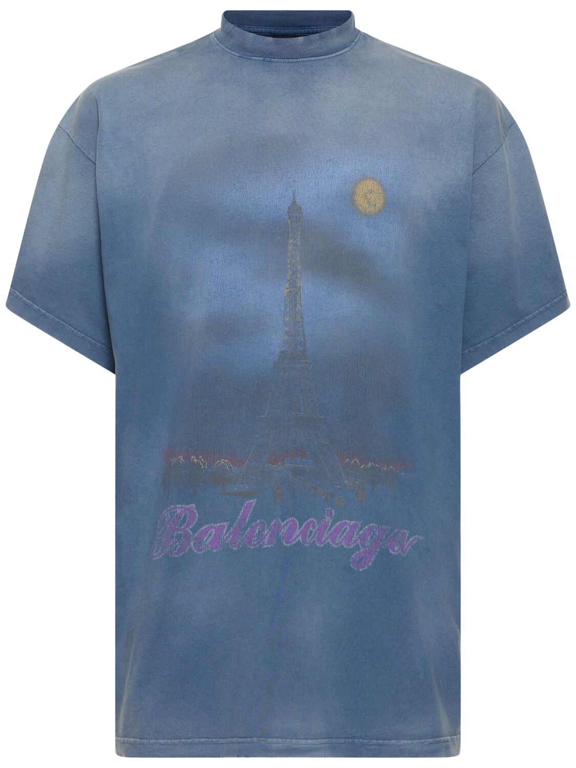 T-shirt New Paris Moon In Cotone Effetto Vintage - BALENCIAGA - Modalova