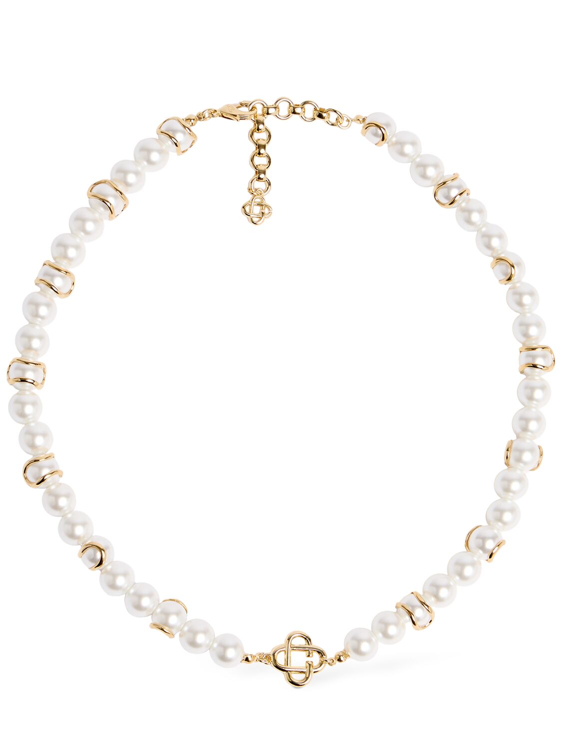 Faux Pearl Monogram Collar Necklace - CASABLANCA - Modalova