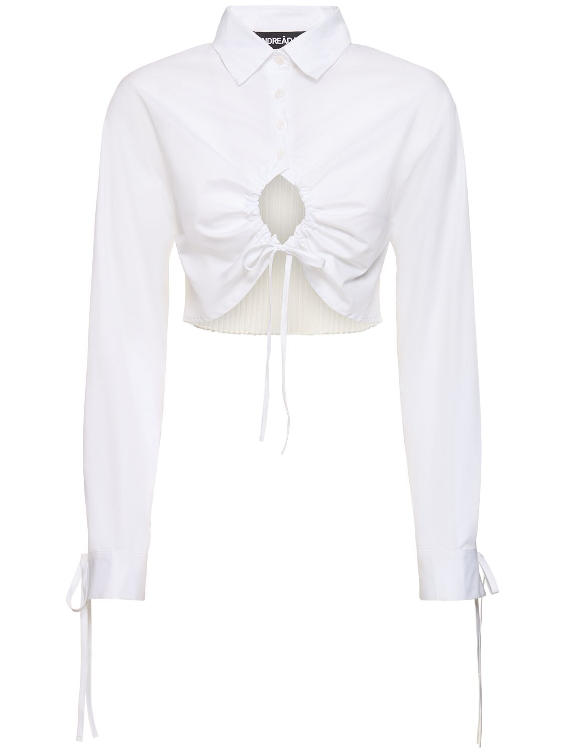 Cotton Crop Shirt W/ Rib Knit Back - ANDREADAMO - Modalova