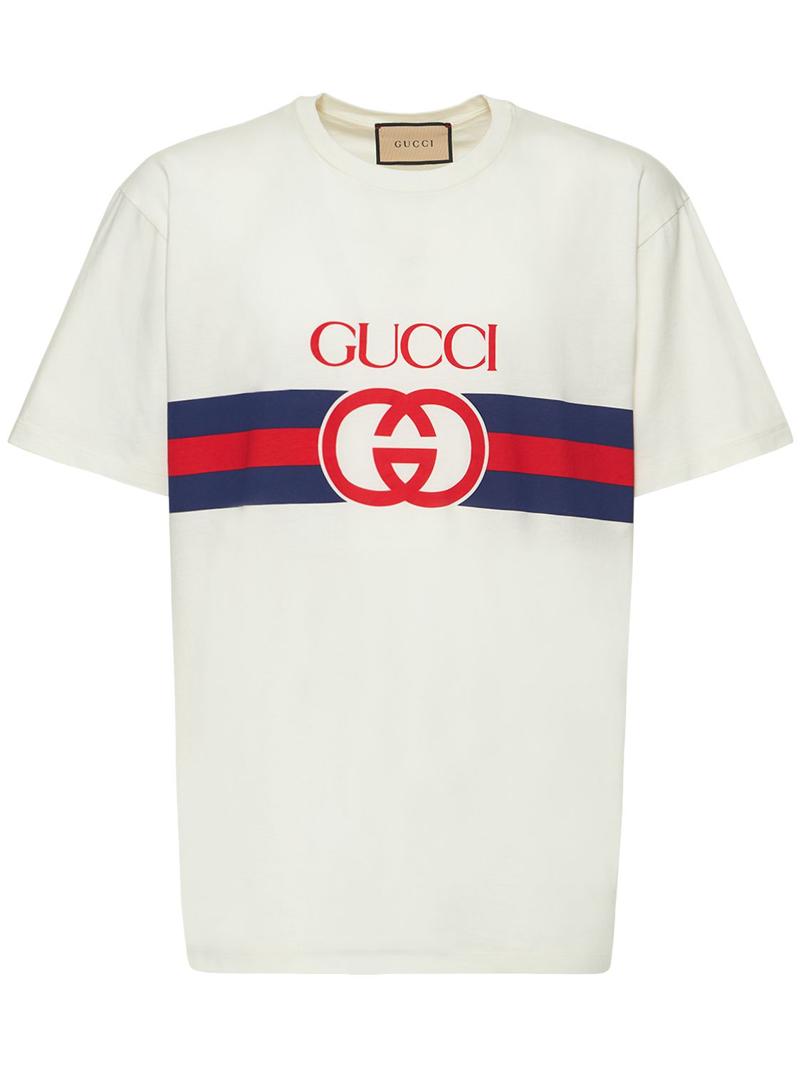 T-shirt In Cotone Con Stampa Gg - GUCCI - Modalova