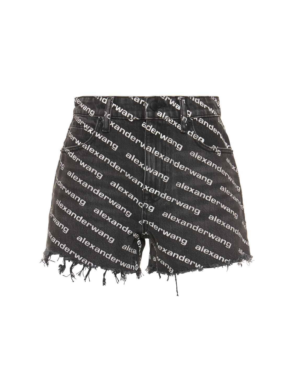Shorts In Denim Di Cotone Con Logo - ALEXANDER WANG - Modalova