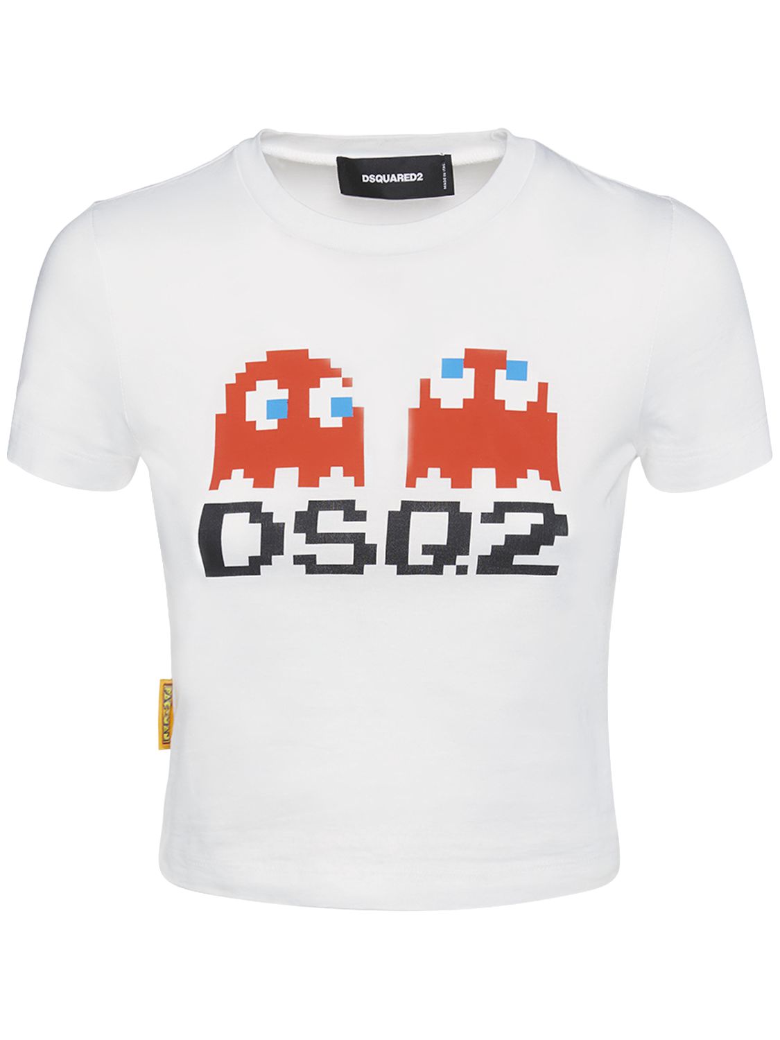 T-shirt Cropped Pac-man In Jersey Di Cotone - DSQUARED2 - Modalova