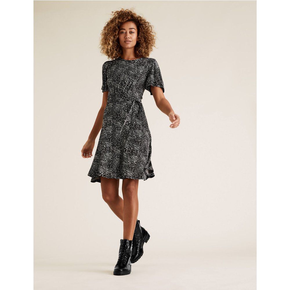 Jersey Polka Dot Skater Dress black - Marks & Spencer - Modalova