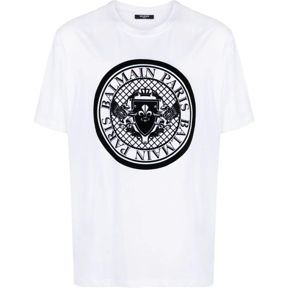 T-shirt bianca con stampa - Balmain - Modalova