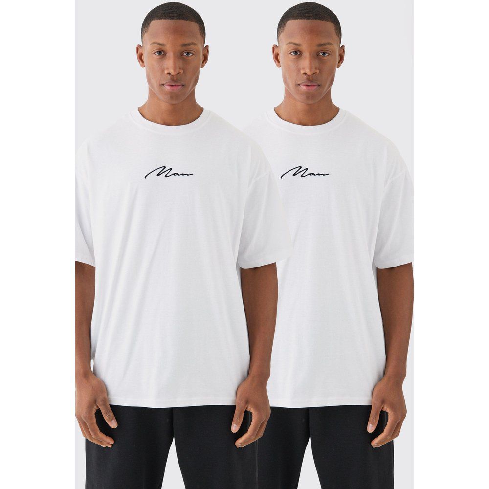 T-shirt oversize con firma Man - set di 2 paia - boohoo - Modalova