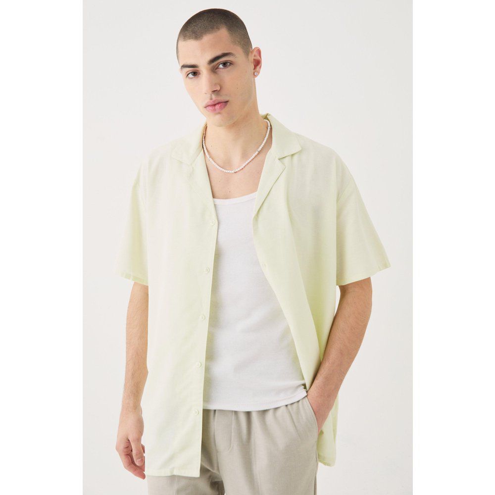 Short Sleeve Oversized Linen Shirt - boohoo - Modalova
