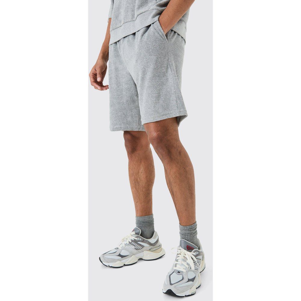 Relaxed Fit Mid Towelling Homme Shorts - boohoo - Modalova