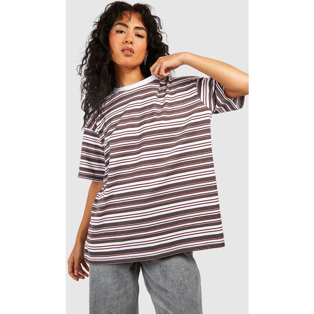 T-shirt oversize Basic in cotone a righe - boohoo - Modalova