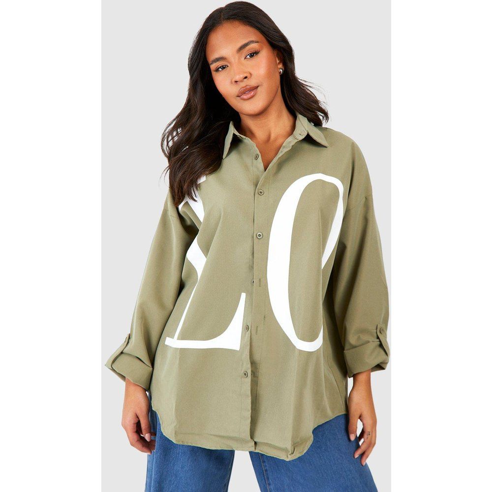 Camicia Plus Size oversize con slogan Love - boohoo - Modalova