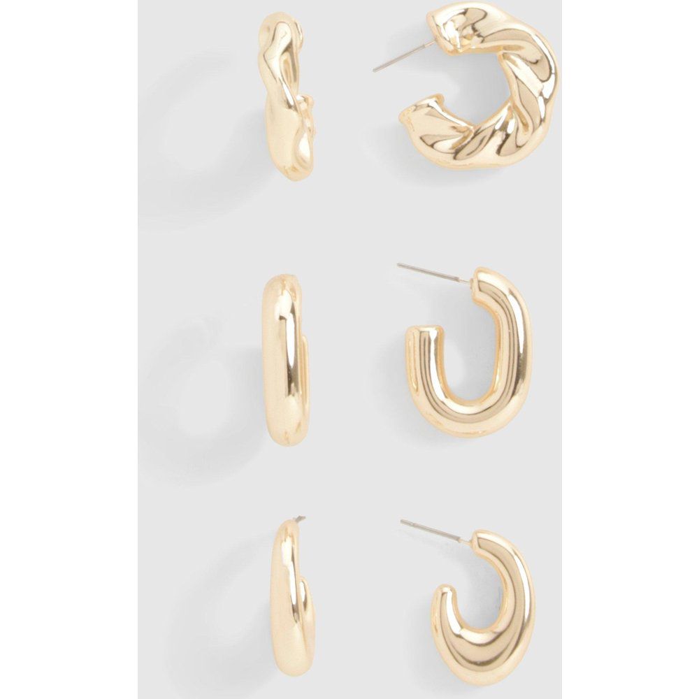 Gold Chunky Hoop Multipack Earrings - boohoo - Modalova