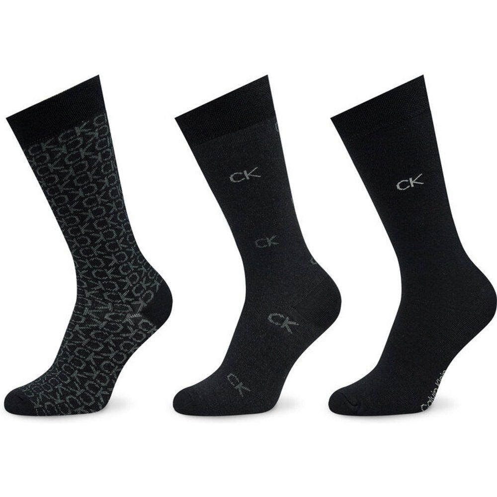 Set di 3 paia di calzini lunghi da uomo - 701224107 Black 001 - Calvin Klein - Modalova