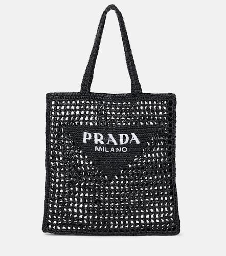 Prada Shopper in rafia con logo - Prada - Modalova