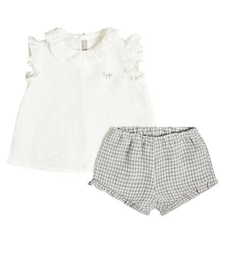 Baby - Top e shorts in lino con volant - Il Gufo - Modalova