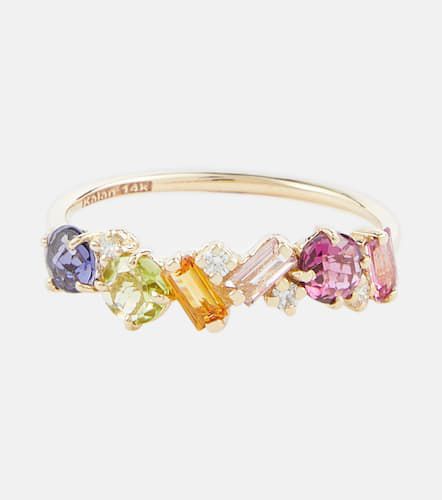 Anello Rainbow in oro 14kt con zaffiri e diamanti - Suzanne Kalan - Modalova