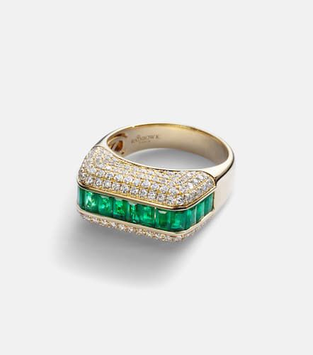Anello Empress in oro 18kt con smeraldi e diamanti - Rainbow K - Modalova
