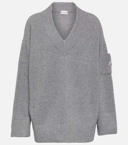 Pullover in misto lana a coste - Moncler - Modalova