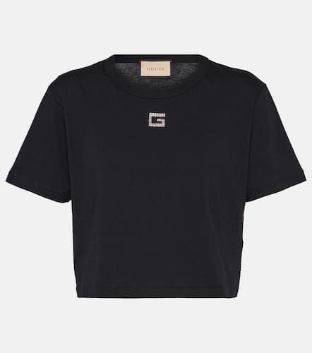 T-shirt cropped in jersey di cotone - Gucci - Modalova