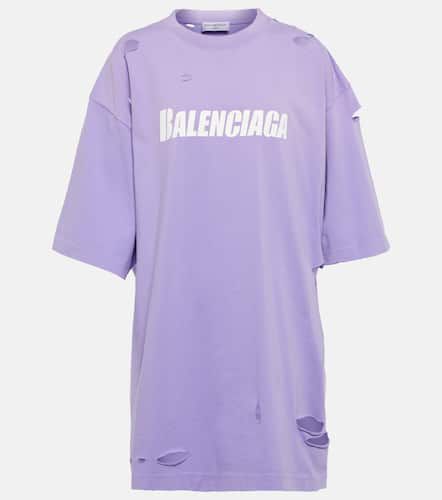 T-shirt distressed in cotone con logo - Balenciaga - Modalova