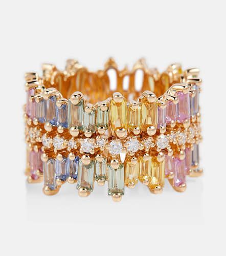 Anello Sansa Pastel Rainbow in oro 18kt con diamanti e zaffiri - Suzanne Kalan - Modalova