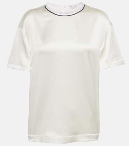 T-Shirt in raso di misto seta - Brunello Cucinelli - Modalova