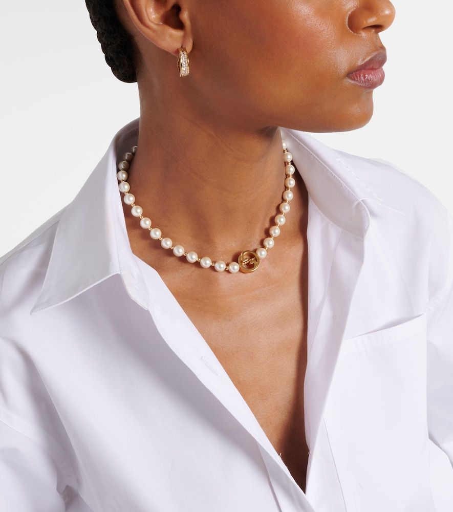 Collana Interlocking G con perle bijoux - Gucci - Modalova