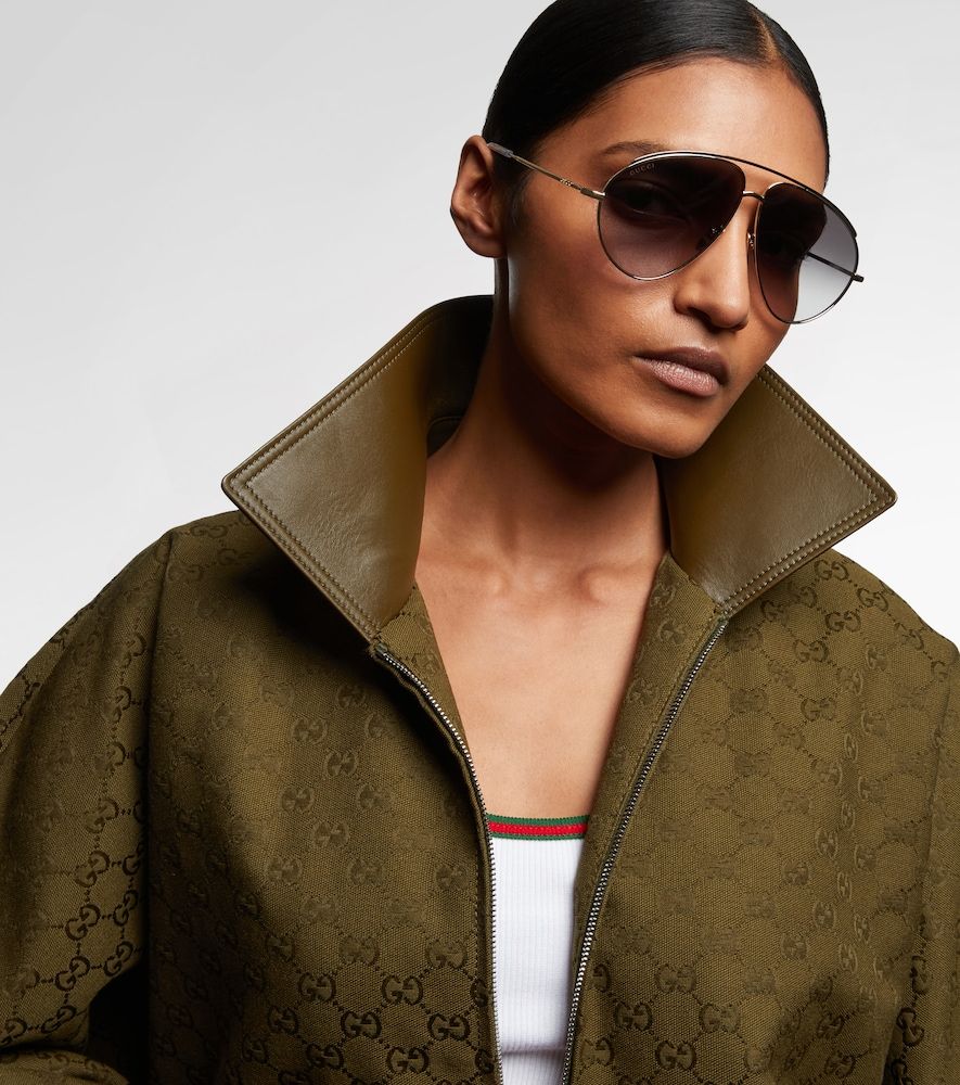 Occhiali da sole aviator oversize - Gucci - Modalova