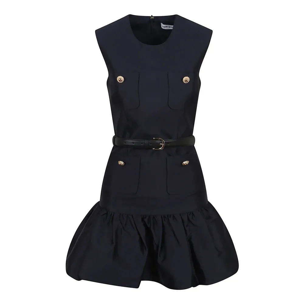 Blue Taffeta Dress with Puffed Skirt - Self Portrait - Modalova