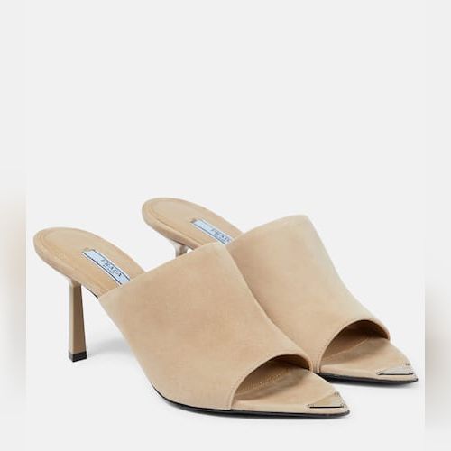 PRADA Sandals orders Nude Suede Criss Cross Slingbacks 10