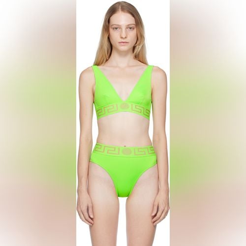 Womens Versace green Greca Bikini Top