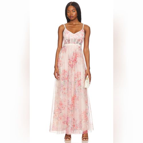 Bcbgmaxazria floral embroidered evening dress sale